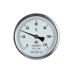 Термометр биметаллический, шток осевой, c гильзой G1/2'', D100, кл.т. 2,5, ЭКОМЕРА