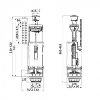 Арматура для бачка IDDIS двухуровневая тип А (нижн. подвод)