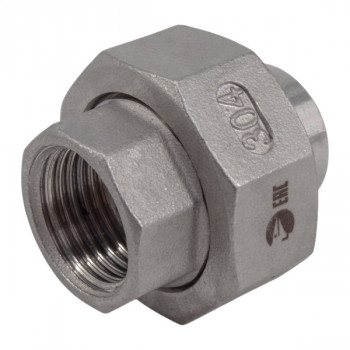 Американка нержавеющая AISI 304 (CF8) PTFE, сварка — внутреняя резьба