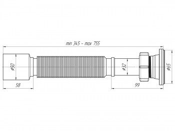 Гофросифон 1 1/4"-50, 800 мм G205, АНИ